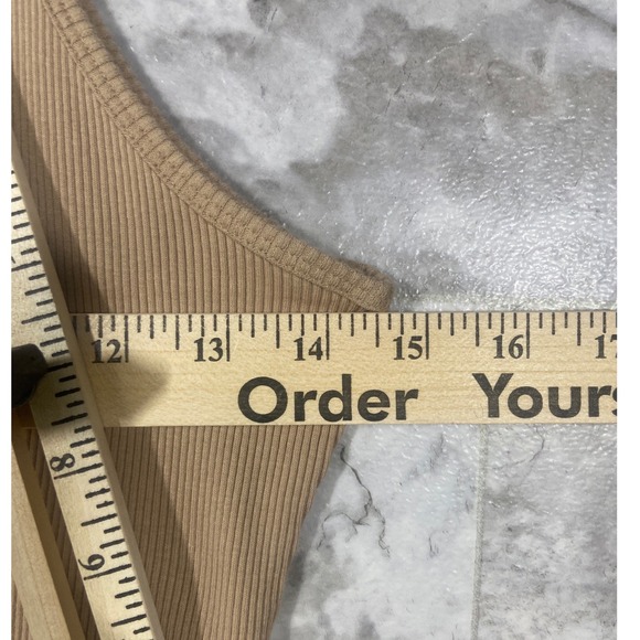 Nike Women's Ribbed Tank Dress Tan Beige Sz Large Bodycon Athleisure Y2K - Picture 6 of 8